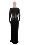 Apricot Elegant Patchwork O Neck Loose Jumpsuits