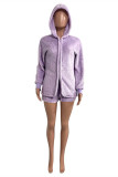 Pink Fashion Casual Solid Basic Hooded Collar Long Sleeve Two Pieces