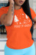 Orange Daily Cute Print Patchwork O Neck T-Shirts
