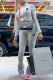 Grey Fashion Street Print Patchwork Zipper Collar Long Sleeve Two Pieces