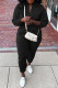 Black Fashion Casual Solid Basic V Neck Long Sleeve Two Pieces