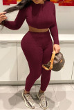 Grey Casual Solid Patchwork O Neck Long Sleeve Two Pieces