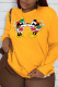 Yellow Sweet Cute Print Patchwork O Neck Tops