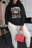 Grey Casual Daily Print Patchwork Letter O Neck Tops