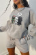 Grey Street Cute Print Patchwork O Neck Tops