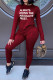 Red Casual Print Patchwork O Neck Long Sleeve Two Pieces