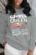 Grey Casual Daily Print Patchwork Letter O Neck Tops