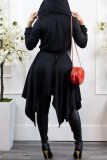 Red Casual Solid Patchwork Asymmetrical Zipper Hooded Collar Irregular Dress Dresses