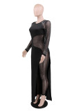 Apricot Elegant Patchwork O Neck Loose Jumpsuits