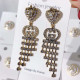 White Fashion Simplicity Letter Tassel Hot Drill Earrings