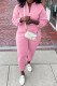 Pink Fashion Casual Solid Basic V Neck Long Sleeve Two Pieces