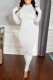 White Sexy Solid Patchwork Backless O Neck Pencil Skirt Dresses