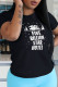 Black Casual Vintage Print Patchwork Letter O Neck T-Shirts