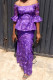 Purple Sweet Elegant Solid Embroidered Patchwork See-through Off the Shoulder Dresses
