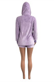 Pink Fashion Casual Solid Basic Hooded Collar Long Sleeve Two Pieces