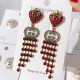 Red Fashion Simplicity Letter Tassel Hot Drill Earrings