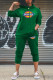 Green Fashion Street Print Patchwork Hooded Collar Long Sleeve Two Pieces