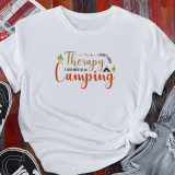 White Street Print Patchwork O Neck T-Shirts