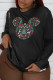 Black Party Cute Print Patchwork O Neck Tops