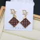Deep Coffee Fashion Celebrities Letter Patchwork Earrings