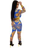 Black adult Fashion Sexy Leopard Two Piece Suits Patchwork Print pencil Long Sleeve Two-piece P