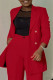 Red Fashion Casual Solid Patchwork Buttons Turndown Collar Outerwear