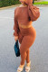 Light Brown Fashion Casual Solid Basic O Neck Long Sleeve Two Pieces