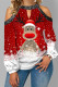 Red Fashion Casual Print Hollowed Out O Neck Tops