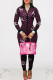Purple Fashion Street Print Patchwork Zipper Collar Jumpsuits