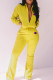 Yellow Fashion Street Print Patchwork Zipper Collar Long Sleeve Two Pieces