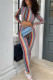 Colour Fashion Casual Print Basic Turtleneck Long Sleeve Two Pieces