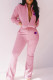 Rose Red Fashion Street Print Patchwork Zipper Collar Long Sleeve Two Pieces