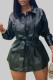 Black Fashion Casual Solid With Belt Turndown Collar Long Sleeve Dresses