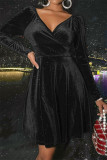 Brown Fashion Sexy Solid Basic V Neck Long Sleeve Dresses
