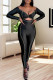 Black Sexy Casual Solid Hollowed Out Backless Off the Shoulder Skinny Jumpsuits