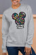 Grey Casual Street Print Patchwork O Neck Tops
