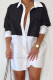 Black Fashion Casual Solid Patchwork Turndown Collar Shirt Dress