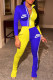 Blue Fashion Casual Print Patchwork Zipper Collar Long Sleeve Two Pieces