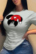 Grey Casual Cute Character Print Patchwork O Neck T-Shirts
