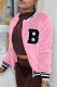 Pink Fashion Casual Letter Embroidered Outerwear