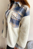 Red Fashion Casual Plaid Print Patchwork Cardigan Turndown Collar Outerwear