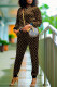 Brown Fashion Casual Print Patchwork O Neck Long Sleeve Two Pieces
