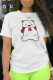 White Daily Cute Print Patchwork O Neck T-Shirts