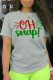 Grey Casual Daily Print Patchwork O Neck T-Shirts