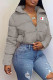 Grey Fashion Street Print Patchwork Mandarin Collar Outerwear