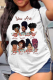 White Casual Print Patchwork O Neck T-Shirts