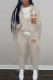 Khaki Fashion Street Print Patchwork Hooded Collar Long Sleeve Two Pieces