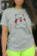 Grey Daily Cute Print Patchwork O Neck T-Shirts