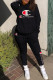 Black Fashion Sportswear Embroidery Patchwork Hooded Collar Long Sleeve Two Pieces