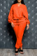 Orange Fashion Casual Solid Basic O Neck Long Sleeve Two Pieces